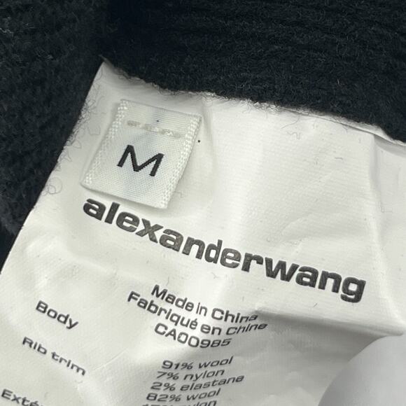 ALEXANDER WANG Sweater Womens M Wool Blend Rhinestone Jewelry Turtleneck Black - Picture 9 of 16